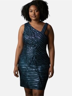 Black & Silver Bandage Dress by Signature Robbie Bee Size 16
